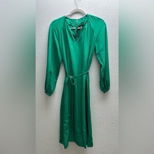 100% Silk Vintage Emerald Green Dress